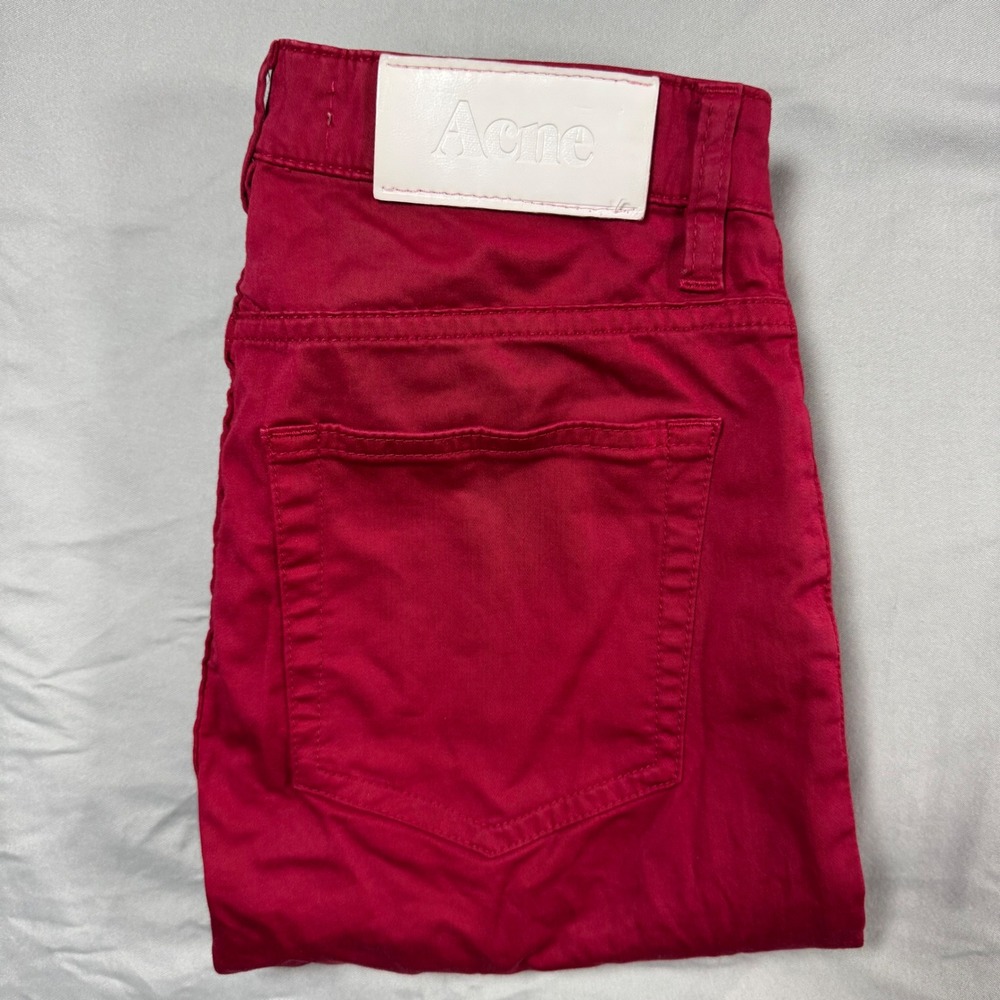 Acne‎ Studios Flex Satin Red Skinny Jeans Women's 26/32